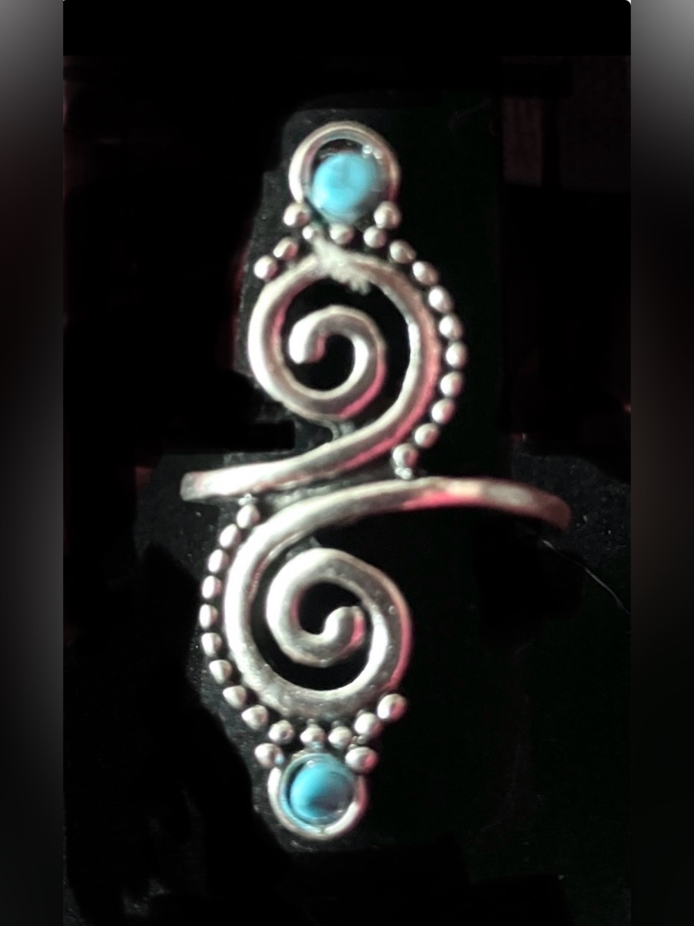 Women’s Silver Swirl Ring with Turquoise Accents